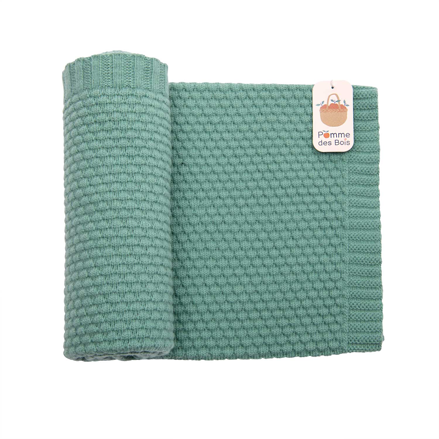 Moulin Roty | Copertina in Misto Lana Neonato Verde, Pomme des Bois