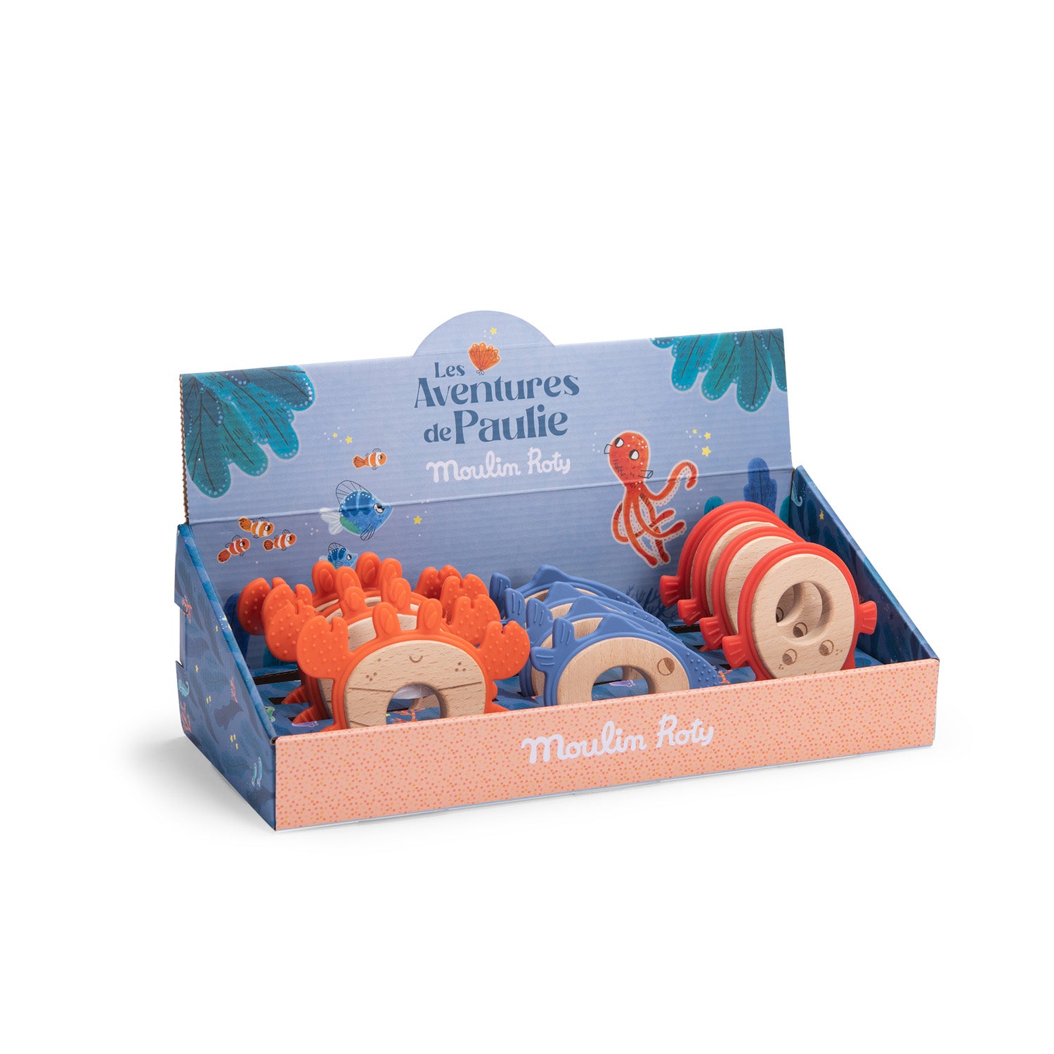 Whale wooden and silicone teething ring