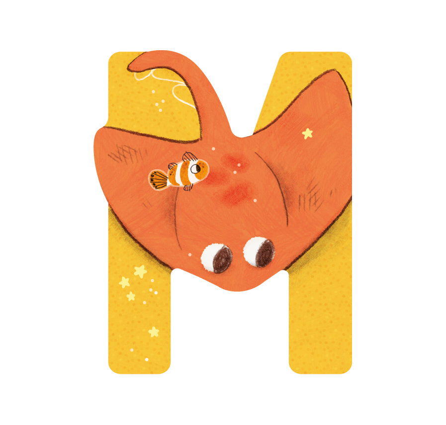 Moulin Roty | Lettere Colorate in Legno per Cameretta Bambini Animali M