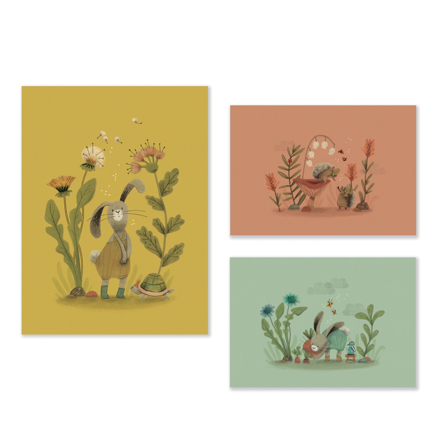 Moulin Roty | Poster Set di 3 Trois petits lapins