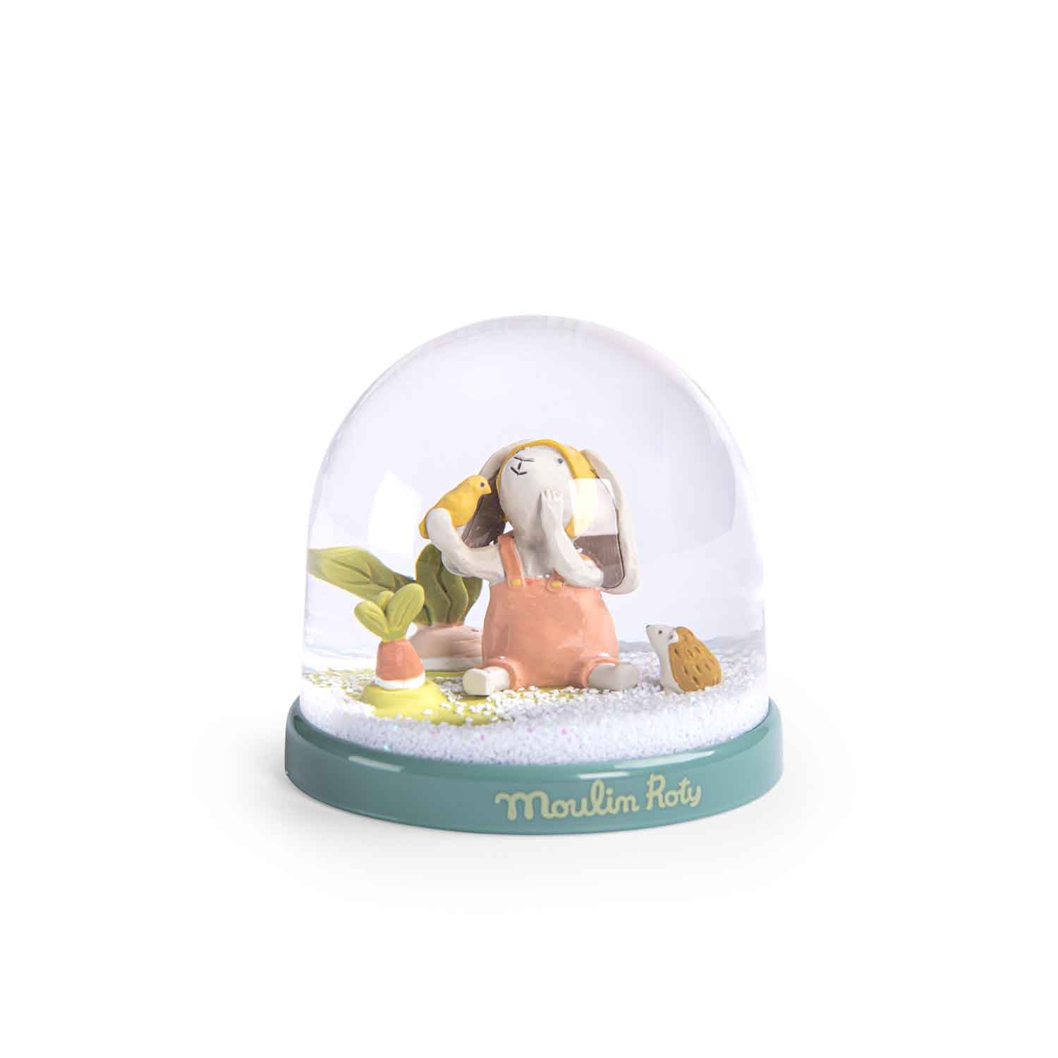 Moulin Roty | Palla di neve coniglietto e riccio, Trois petits lapins