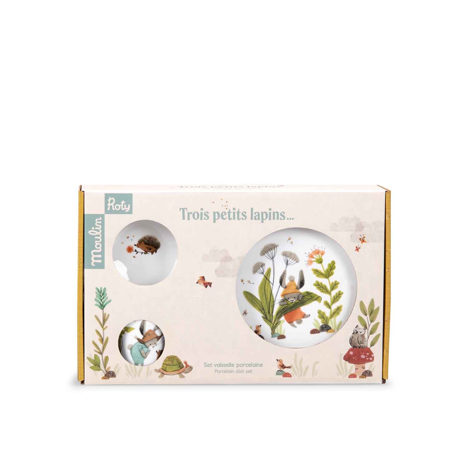 Moulin Roty | Set di Stoviglie in porcellana, Trois petits lapins