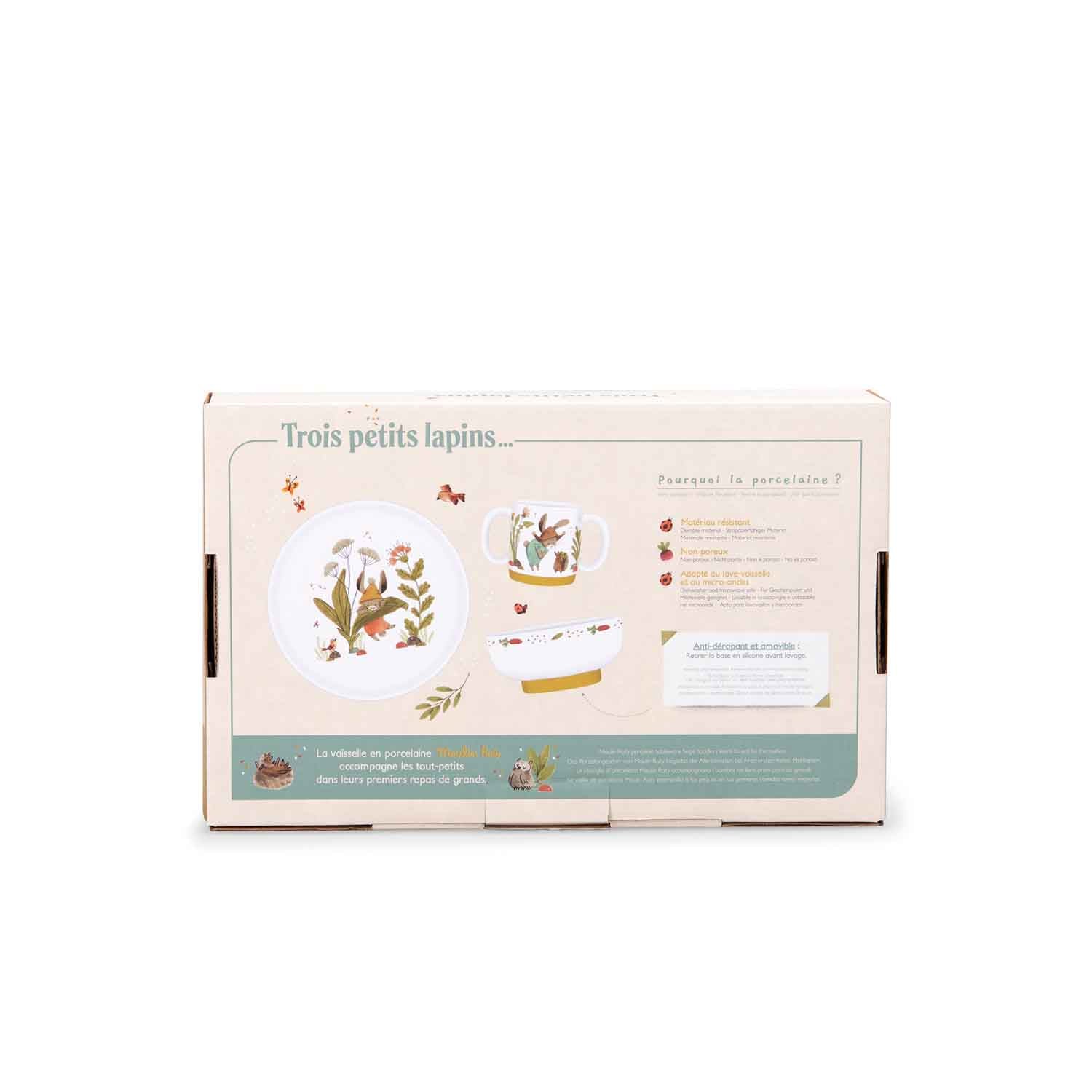 Moulin Roty | Set di Stoviglie in porcellana, Trois petits lapins