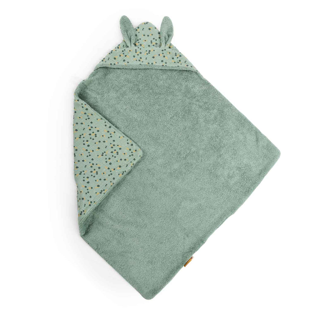 Moulin roty | Accappatoio neonato cotone salvia, Trois petits lapins