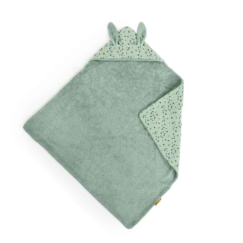 Moulin roty | Accappatoio neonato cotone salvia, Trois petits lapins