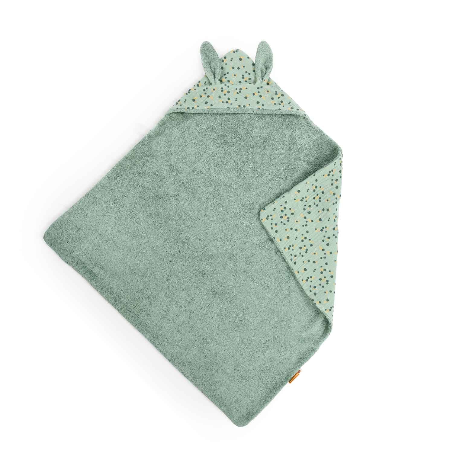 Moulin roty | Accappatoio neonato cotone salvia, Trois petits lapins