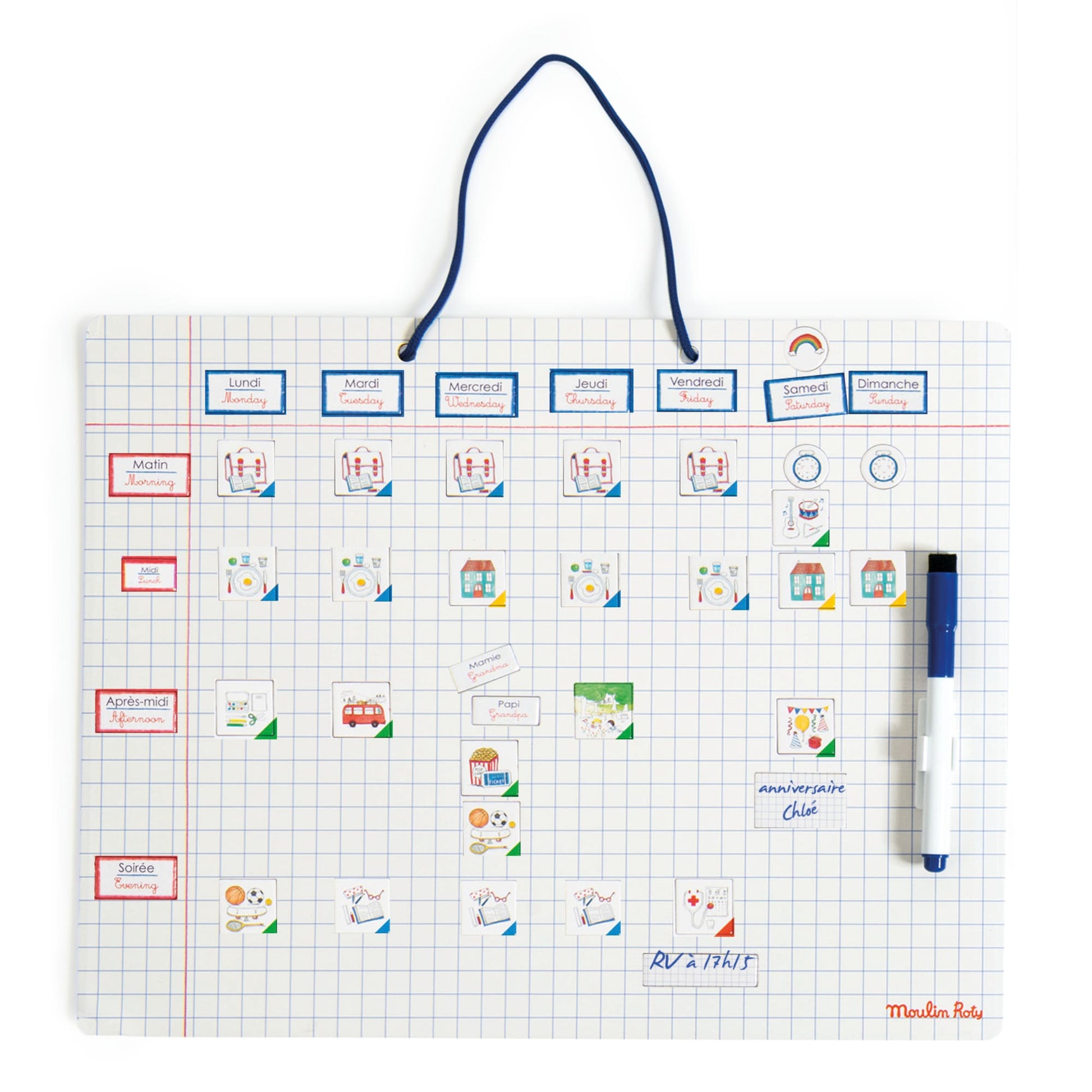 Calendario magnetico settimanale