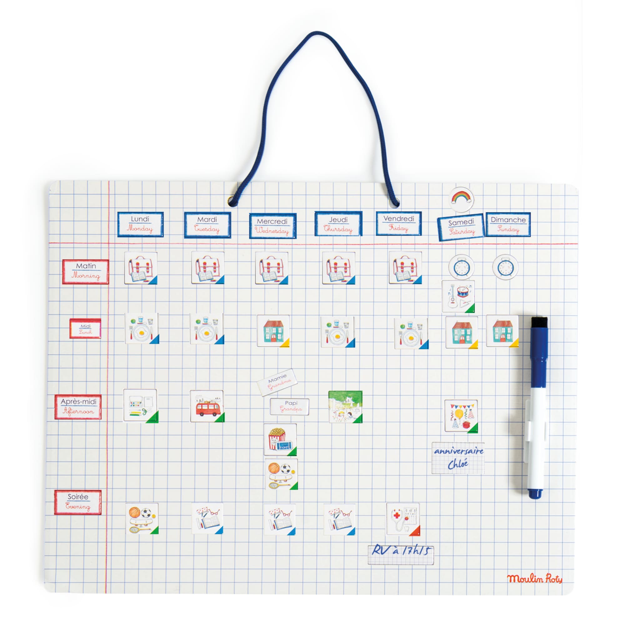 Calendario magnetico settimanale