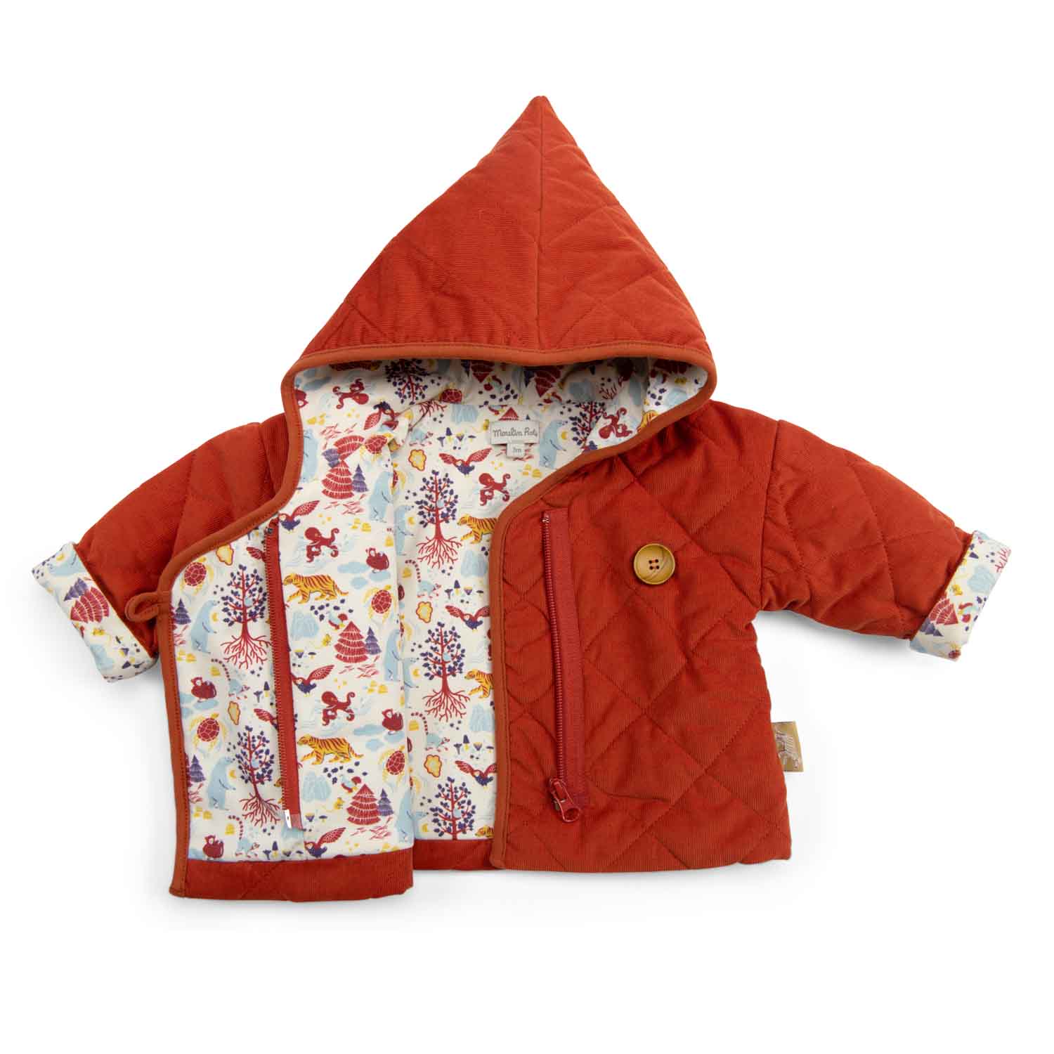 Moulin Roty | Cappotto trapuntato in velluto bio Rosso mattone, Gisele