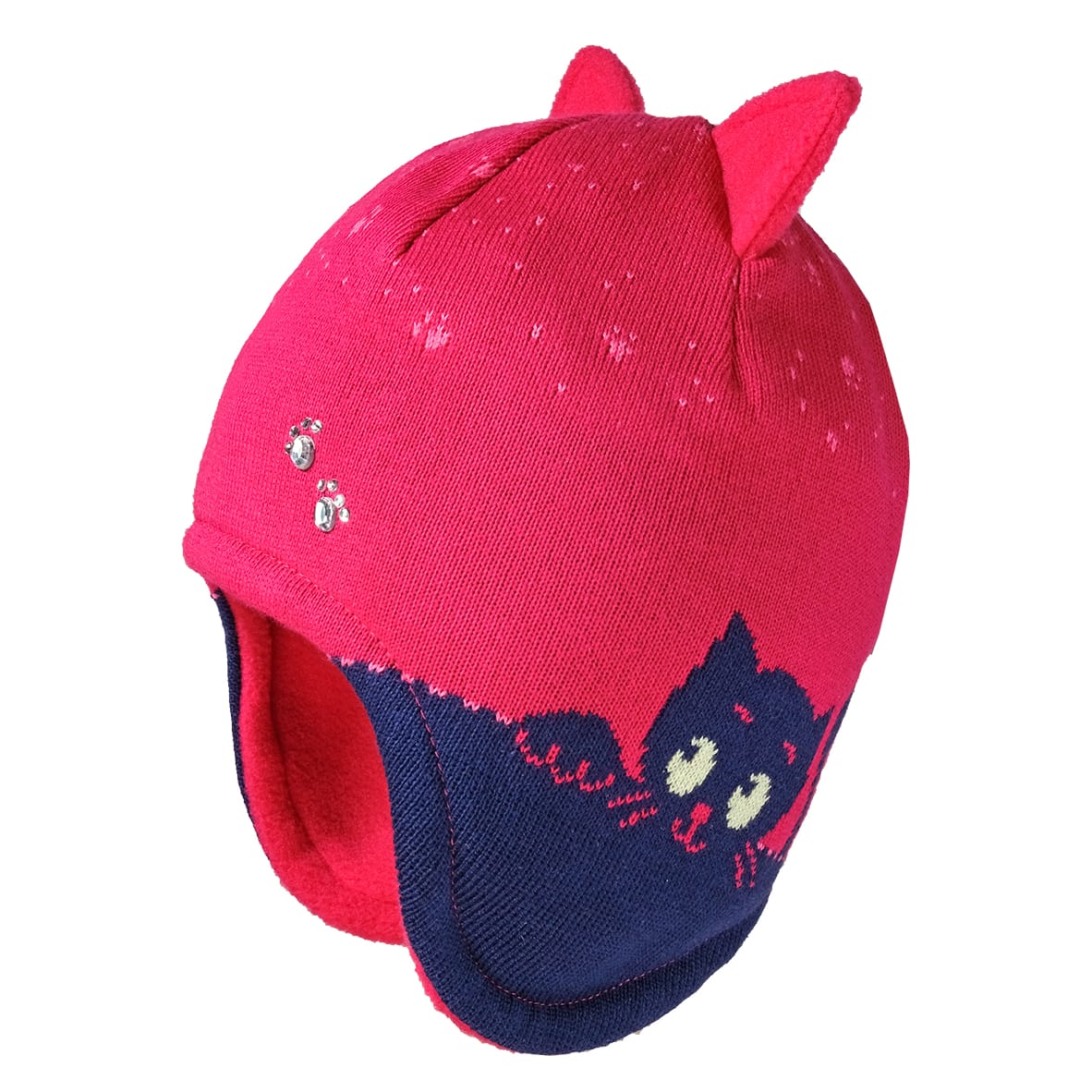 Cappello Cotone Foderato Pile Paraorecchie Fuchsia Gatto Maximo
