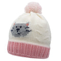 Cappello Berretto Pom Pom Misto Lana Foderato Pile Bianco Rosa Maximo
