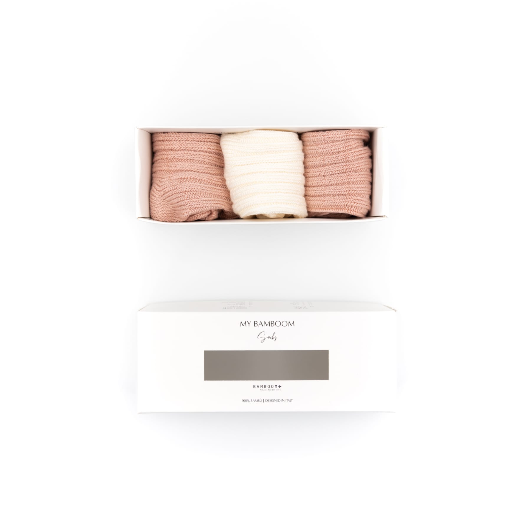 Set calzini in bambù per bebè, Panna e Rosa
