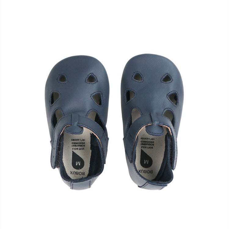 Scarpa Soft Sole Navy Zap, Sandalo blu neonato il pelle | BOBUX
