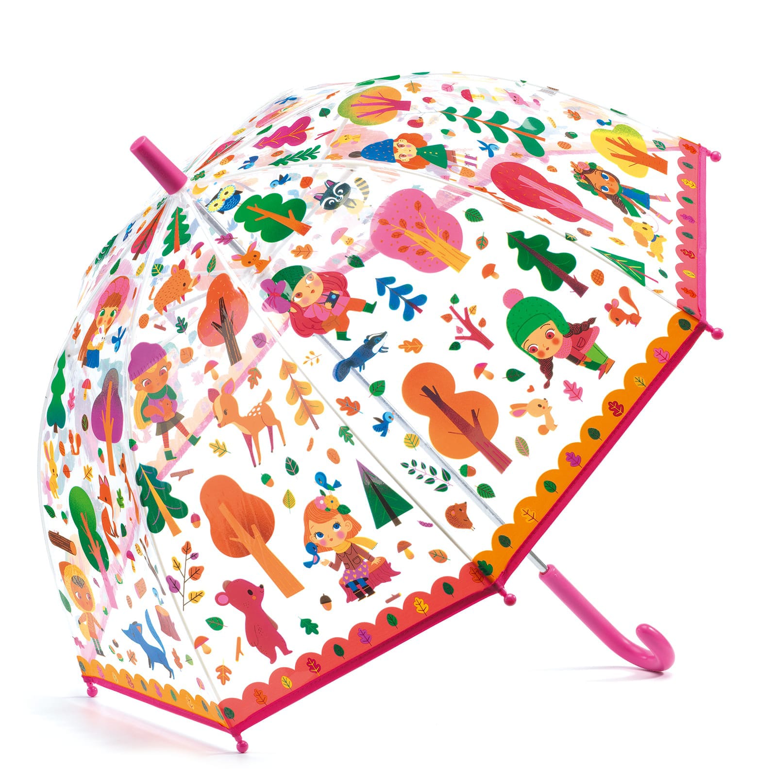 Ombrello per Bambini Trasparente Fucsia La Foresta | Djeco DD04706