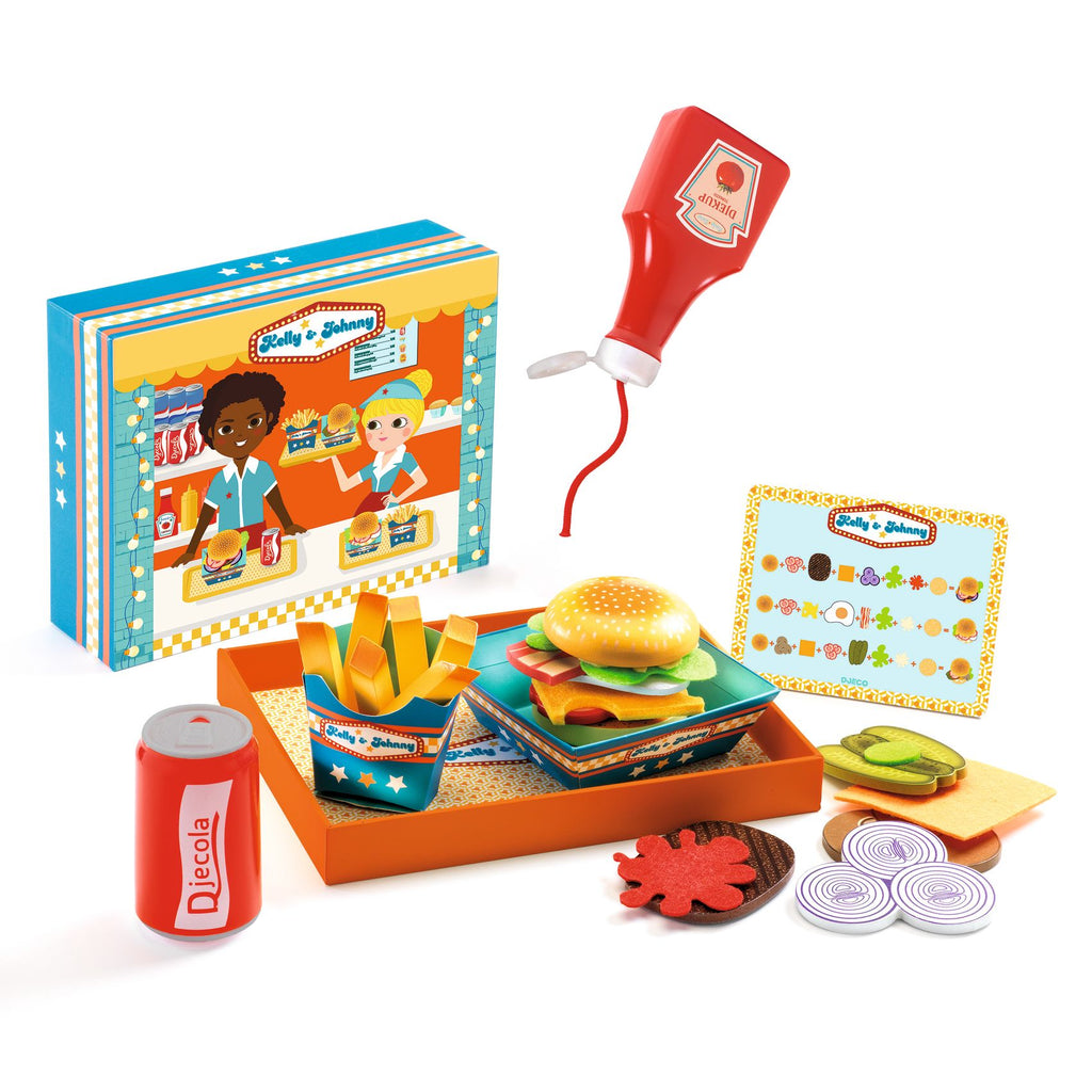 Djeco | Set Gioco Hamburger in legno Kelly & Johnny DJ05505