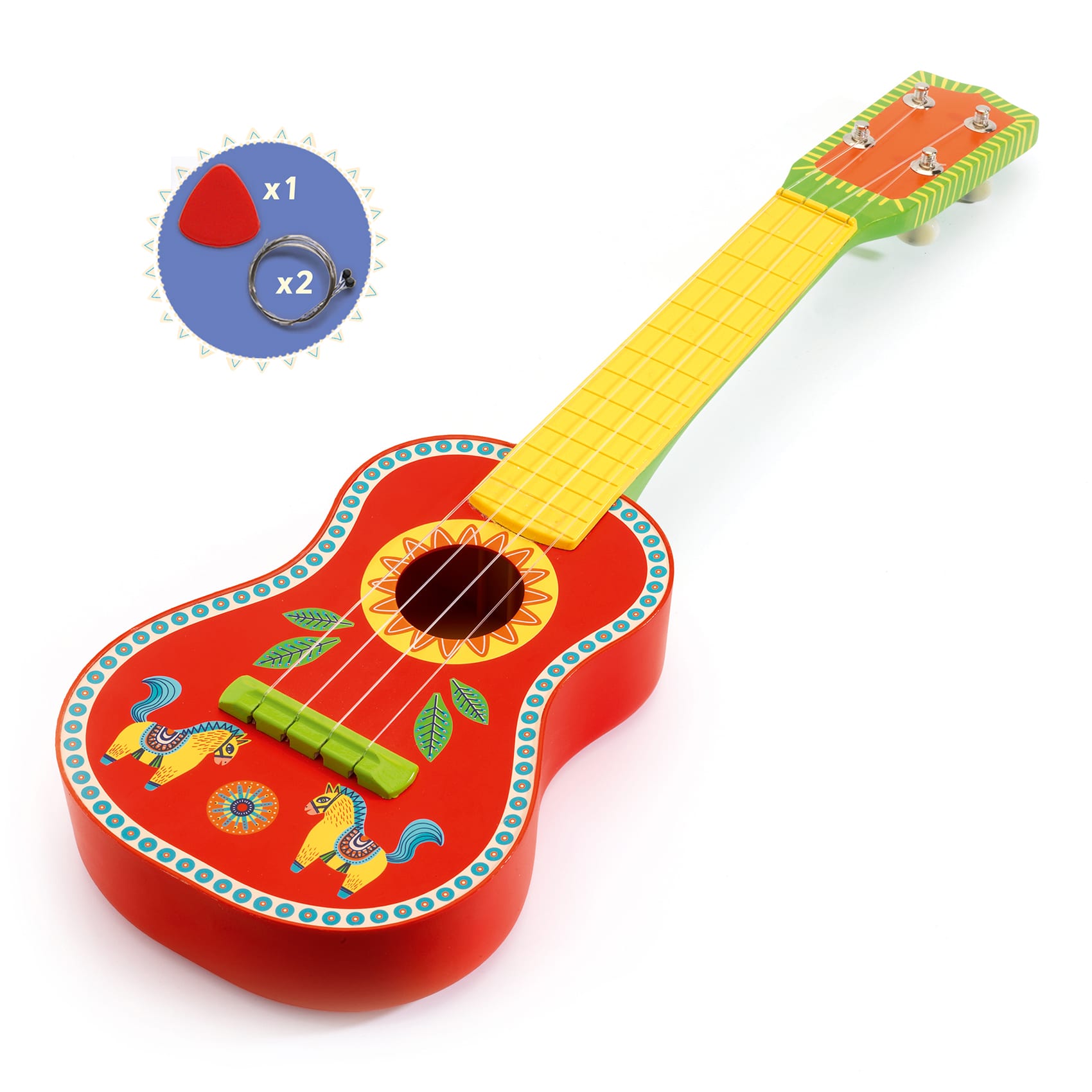 Ukulélé in Legno 53cm per Bambini Rosso Animambo | Djeco DJ06013