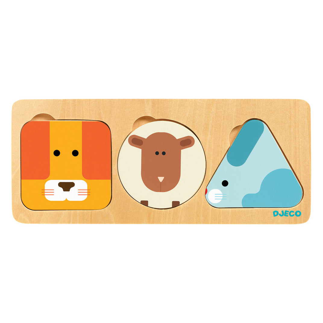 Puzzle a 3 Livelli in Legno Forme e Animali Anima Basic, 18 mesi djeco