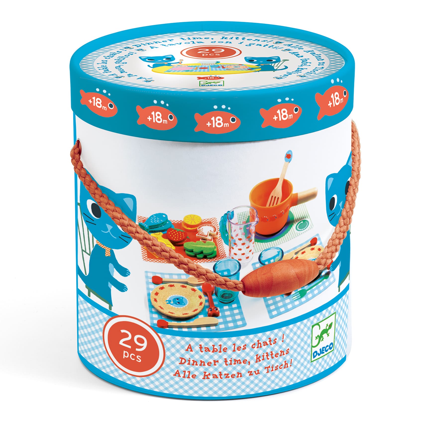 Djeco | Set pranzo, 29 pezzi, A tavola con i gatti DJ06547