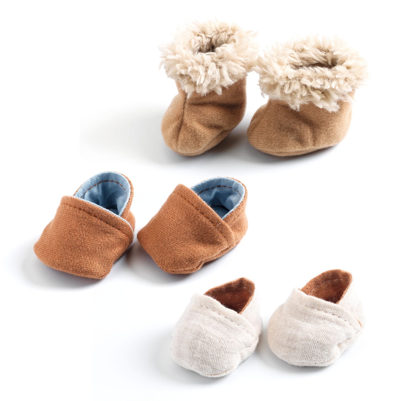 Pomea doll slippers, 3 pairs