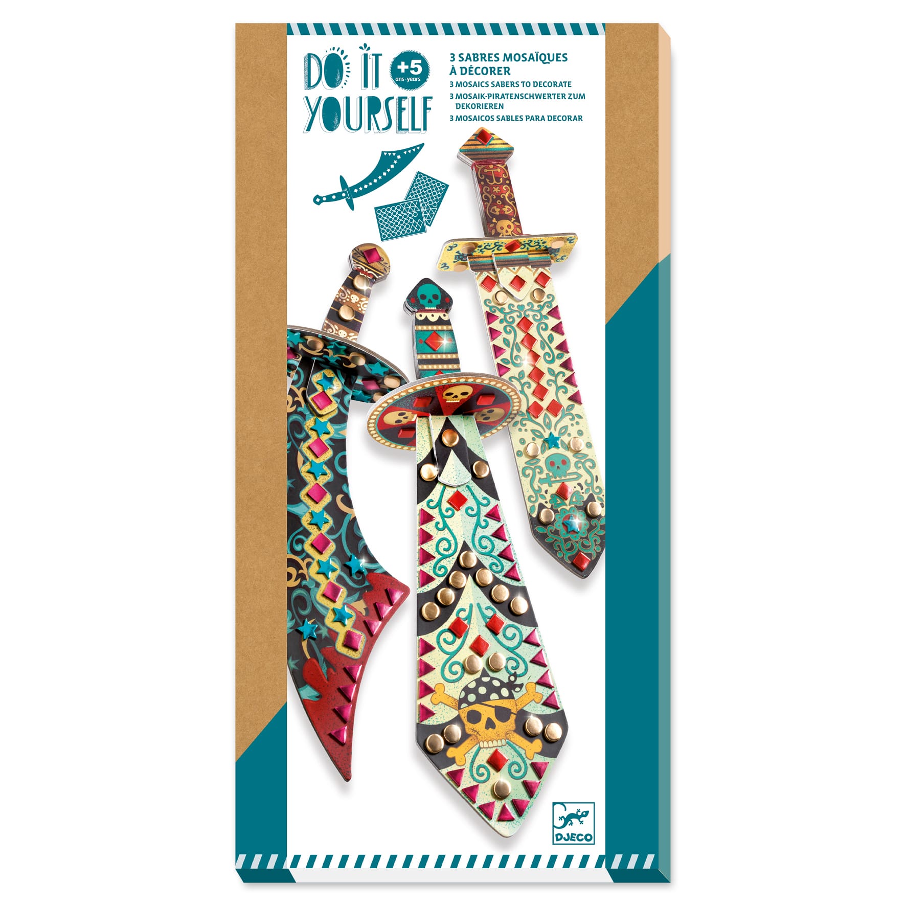 Djeco | Crea 3 Spade dei Pirati, Kit Fai da Te DJ07902