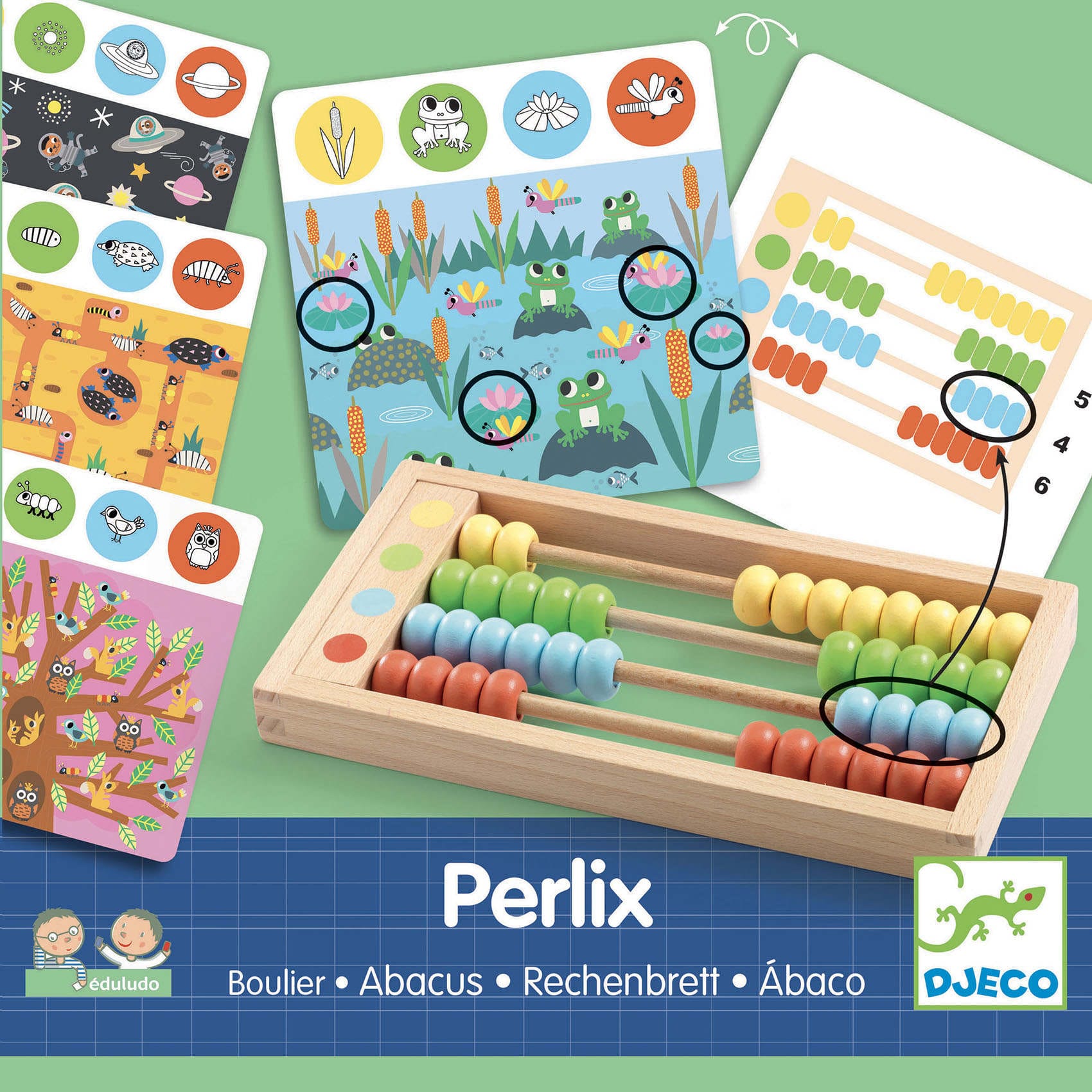 Djeco | Gioco Contare con Abaco, Perlix Eduludo Abacus per Bambini