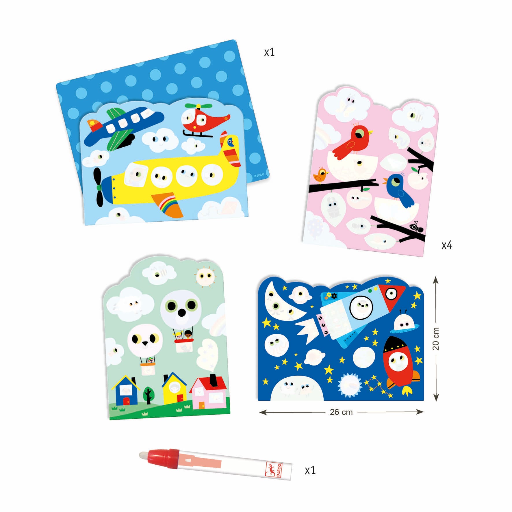 Disegni Magici da Colorare con l'acqua Volare Hidden in the Sky Djeco DJ09061