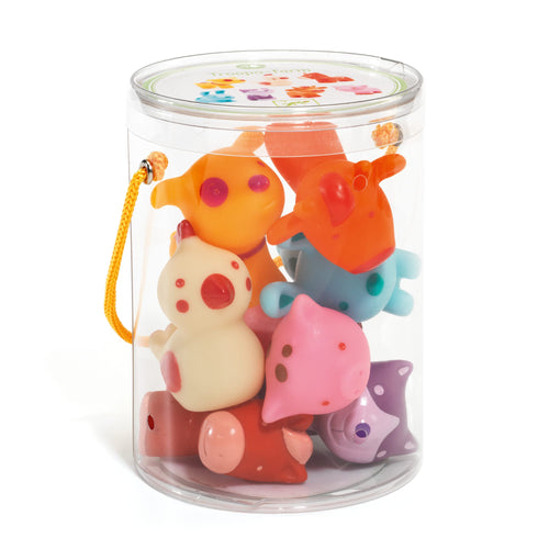 Troppo Farm 7 Animaletti della Fattoria in Gomma, 18 mesi | Djeco DJ09116