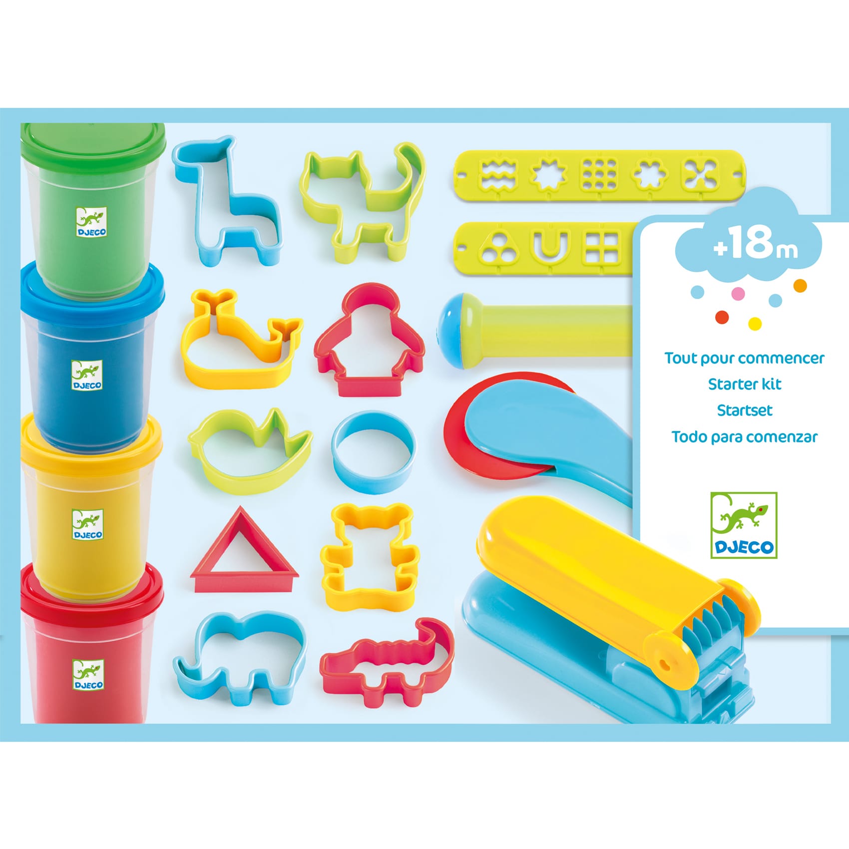 Djeco | Primo Kit Completo di Pasta da Modellare, Stampini e Accessori