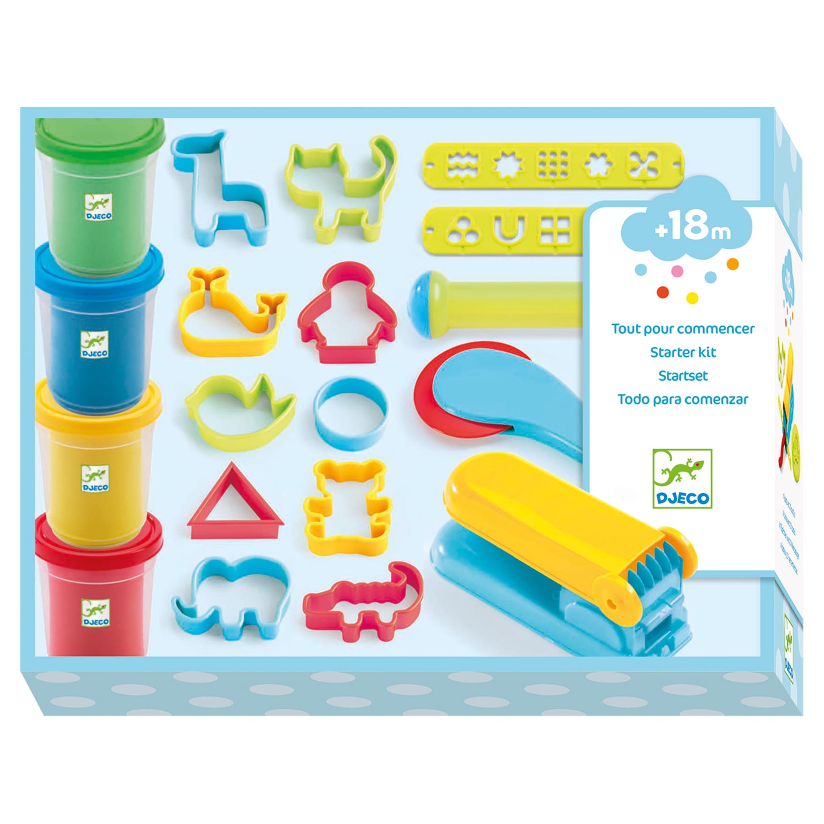Djeco | Primo Kit Completo di Pasta da Modellare, Stampini e Accessori