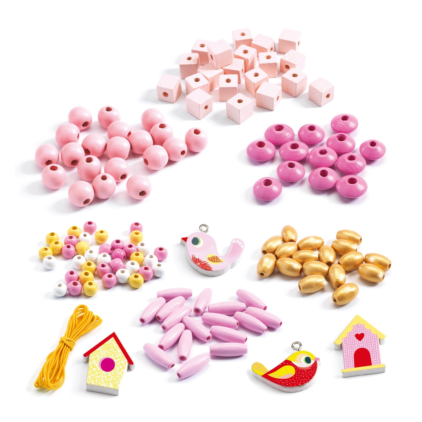 Set Perline in Legno, Beads 450pz, Uccelli | Djeco