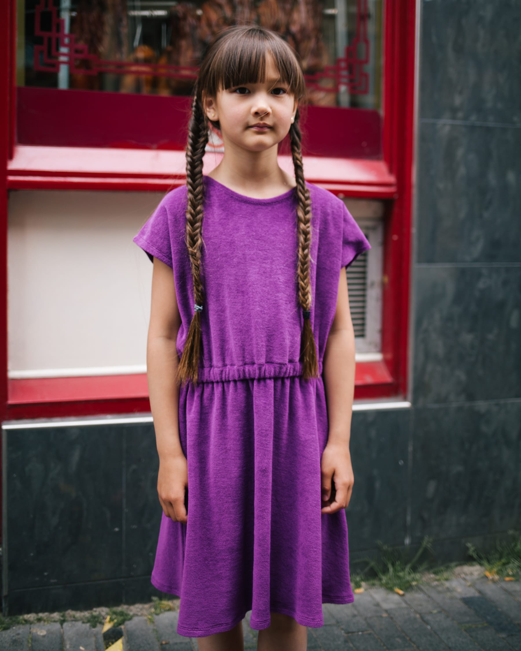 Purple organic cotton terry dress