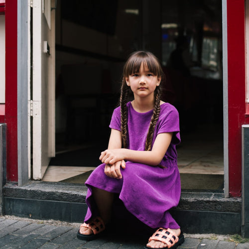 Purple organic cotton terry dress