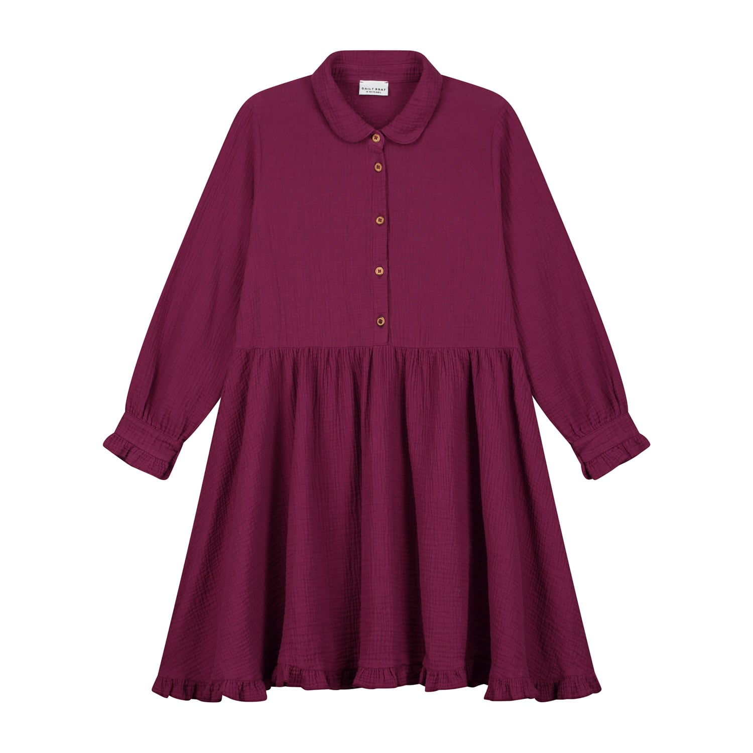 Daily Brat, Abito mussola di cotone bio Blaire Magneta Purple Bambina