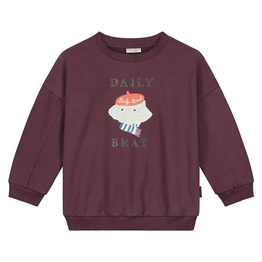 Felpa calda cotone bio Craby cat Daily Brat, Soft Purple Bambina