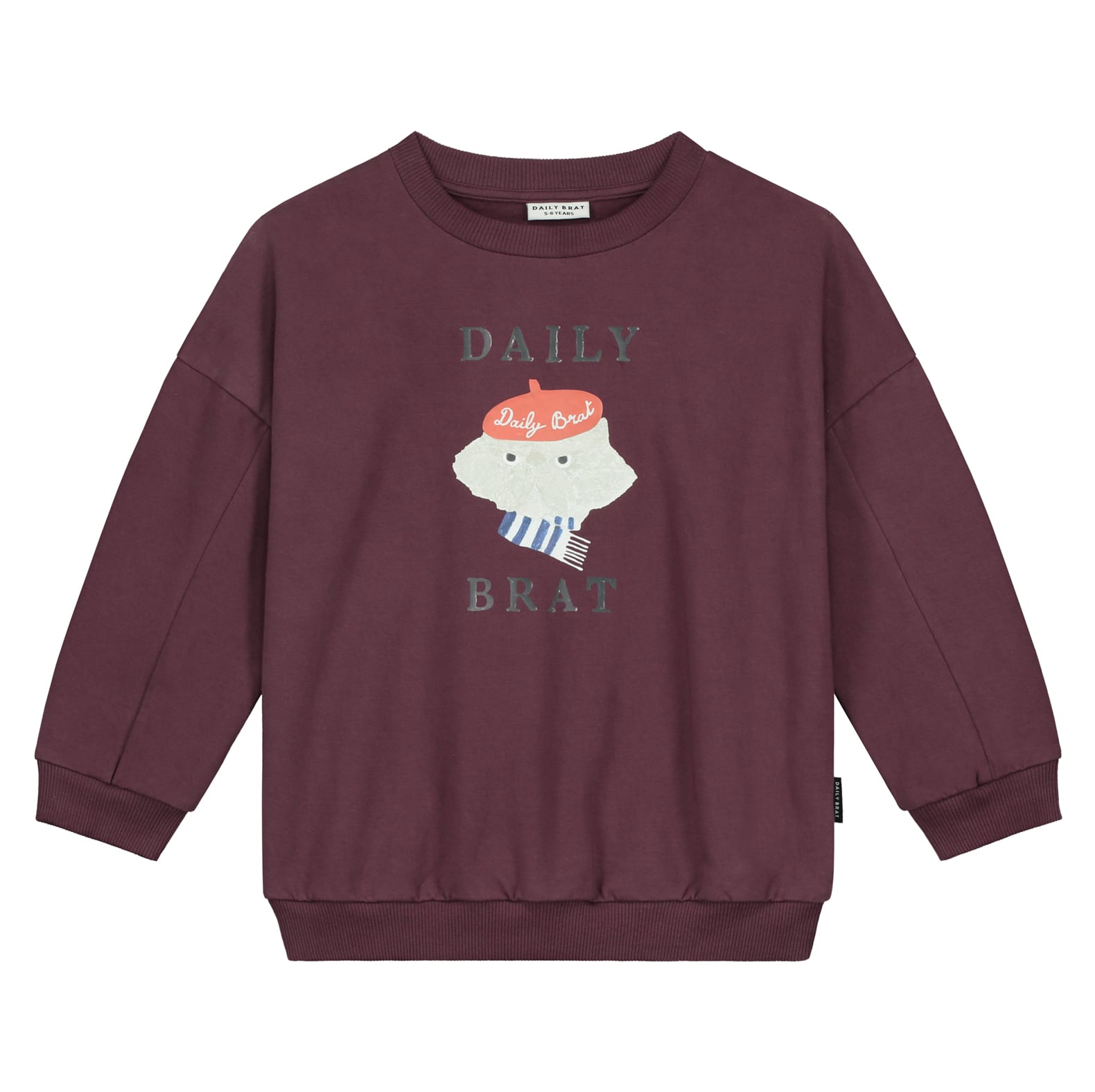 Felpa calda cotone bio Craby cat Daily Brat, Soft Purple Bambina