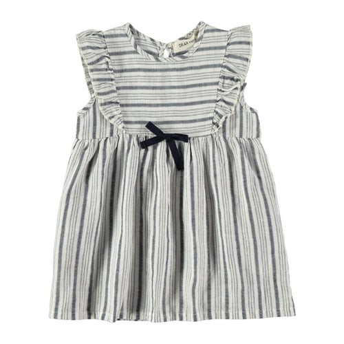 Dear Mini | Abito in misto lino e cotone bio Righe blu