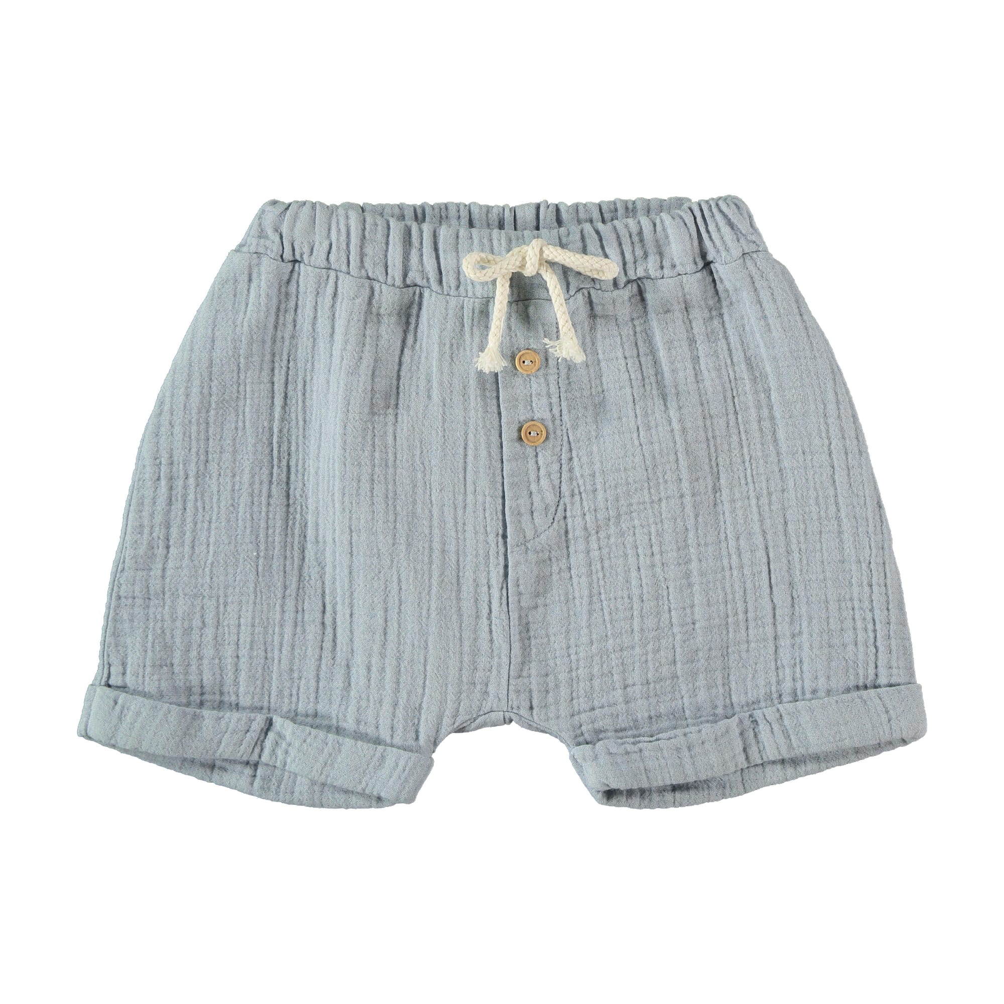 Dear Mini | Pantaloncini in mussola di cotone bio Celeste