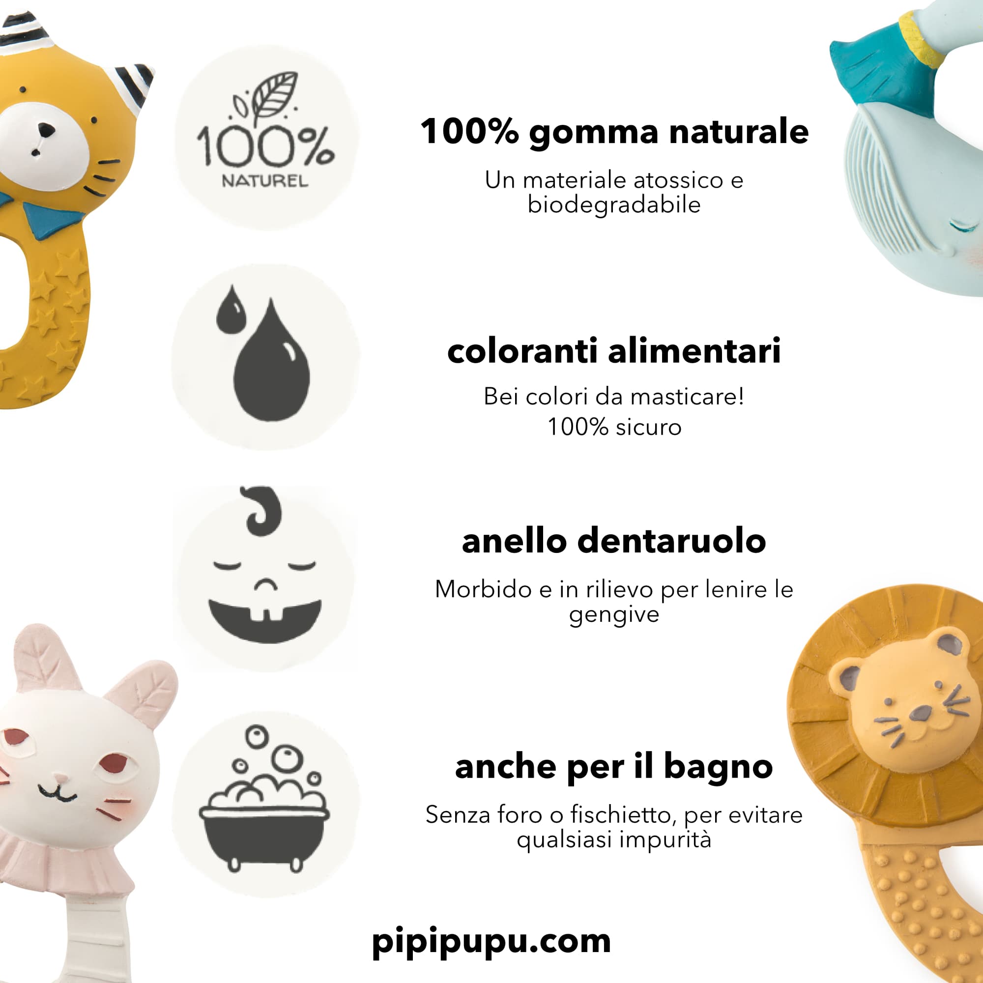 Anello di Dentizione Gatto Lulu Gomma Naturale | Moulin Roty 666372