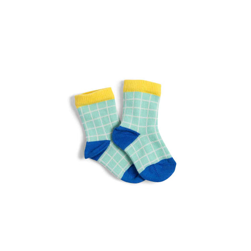 Moulin Roty | Calzini a quadretti verde/ecru Hardy 0m-36m, Bord de mer