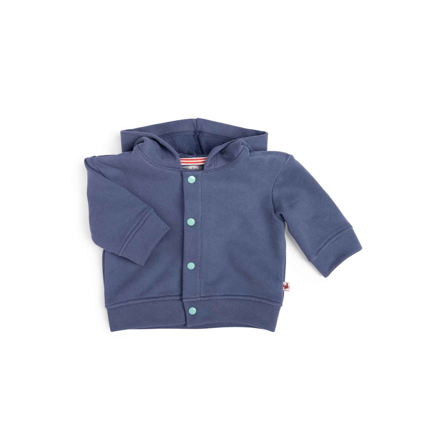 Moulin Roty | Felpa leggera con cappuccio blu, Harold, Bord de mer