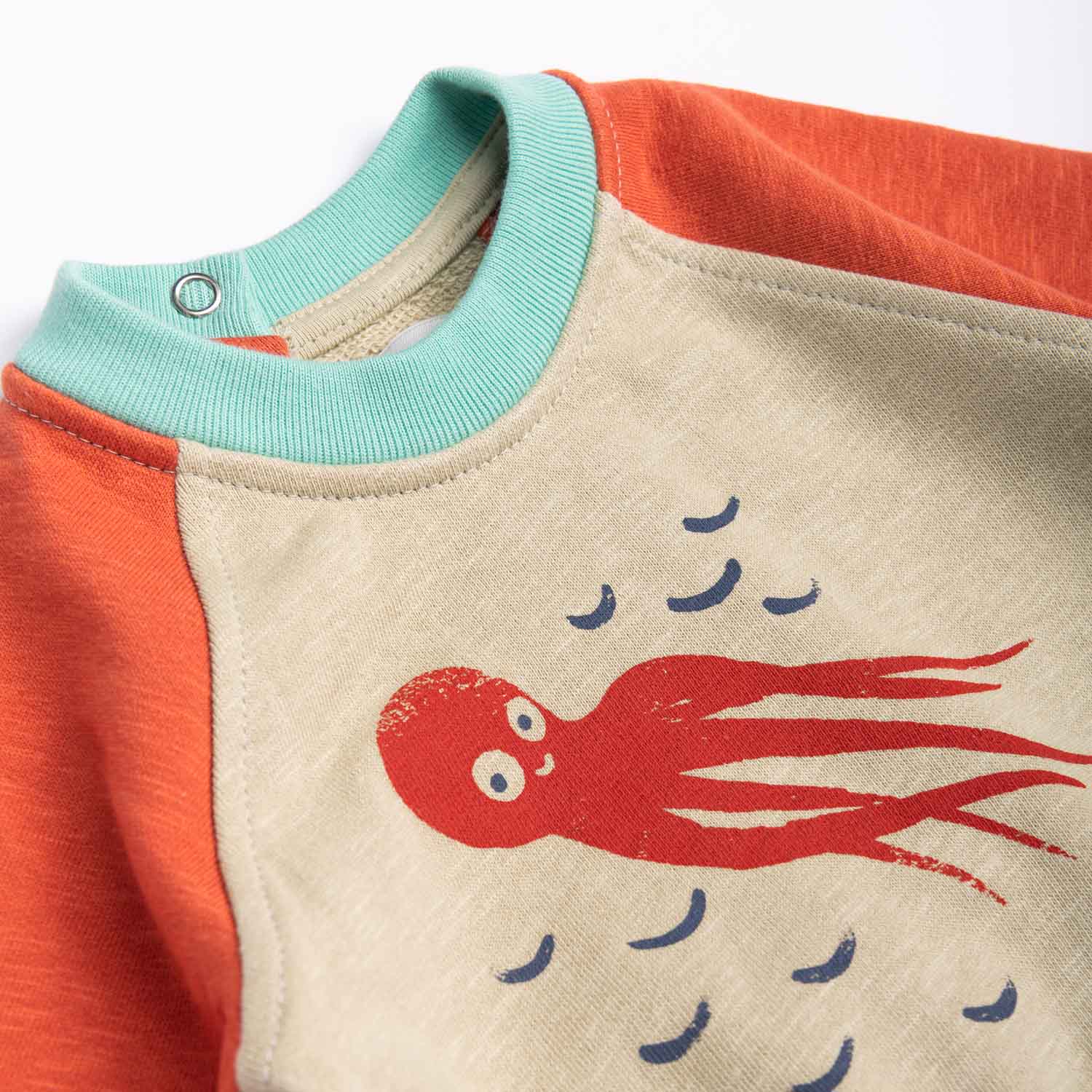 Moulin Roty | Felpa leggera in cotone tricolore polpo, Hercule Bord de mer
