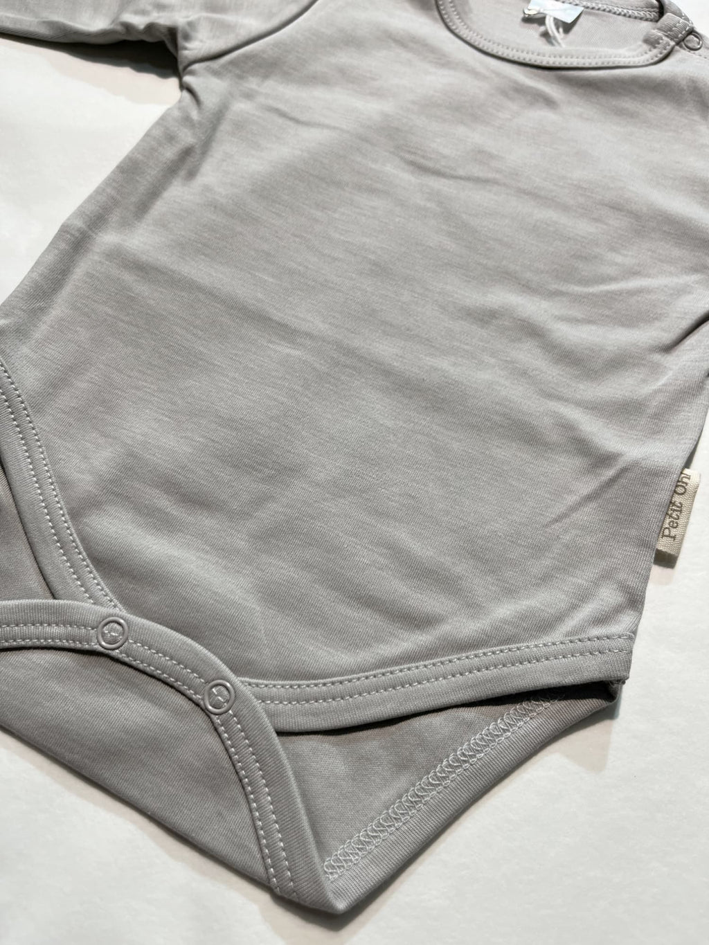 Pima cotton long sleeve bodysuit, Stone