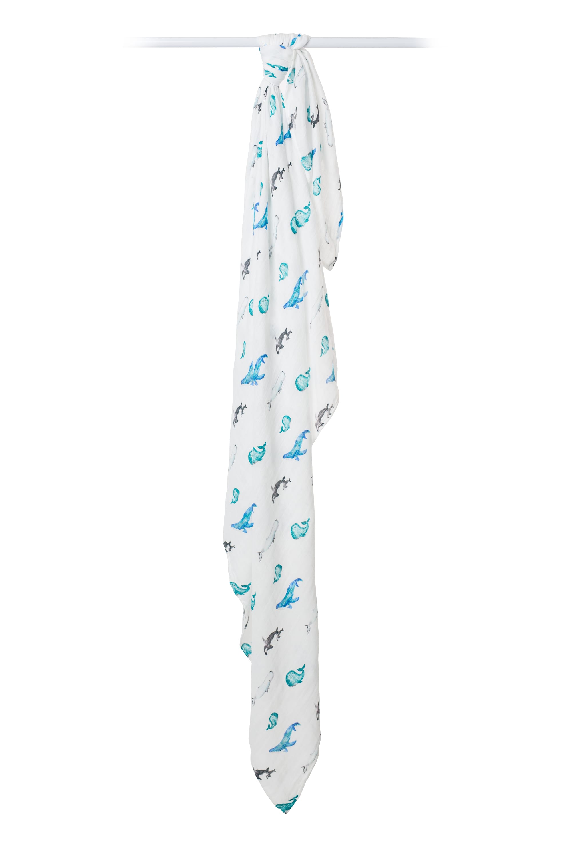Copertina Swaddle 120x120cm, Balene, Mussola Cotone Bambù | Lulujo