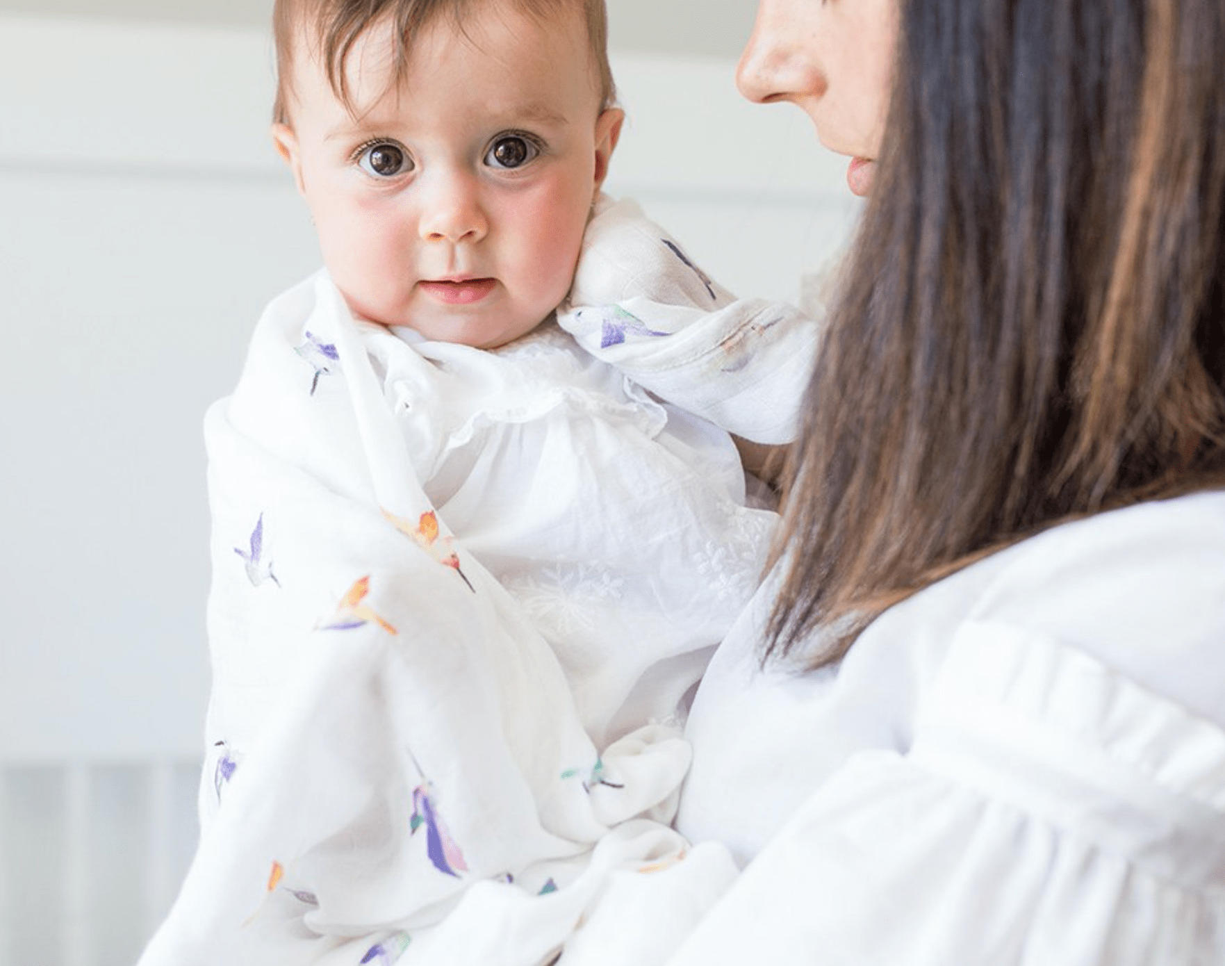 Copertina Swaddle 120x120cm, Colibrì, Mussola Bambù Cotone