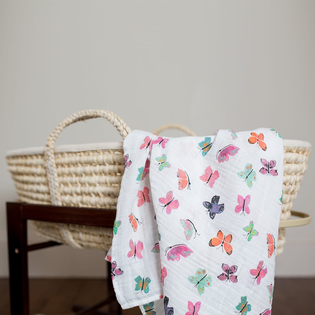 Copertina Swaddle 120x120cm, Farfalle, Mussola Cotone Lulujo