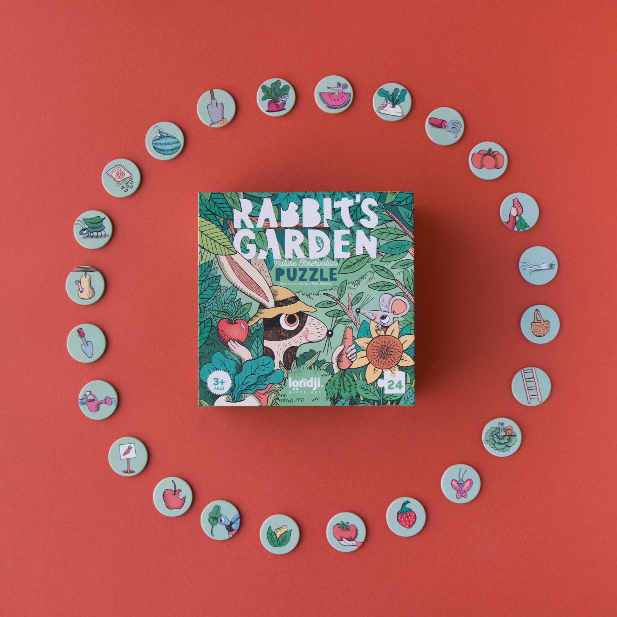 Londji Puzzle e Gioco di Osservazione - Rabbits Garden 24pz, 3 anni +