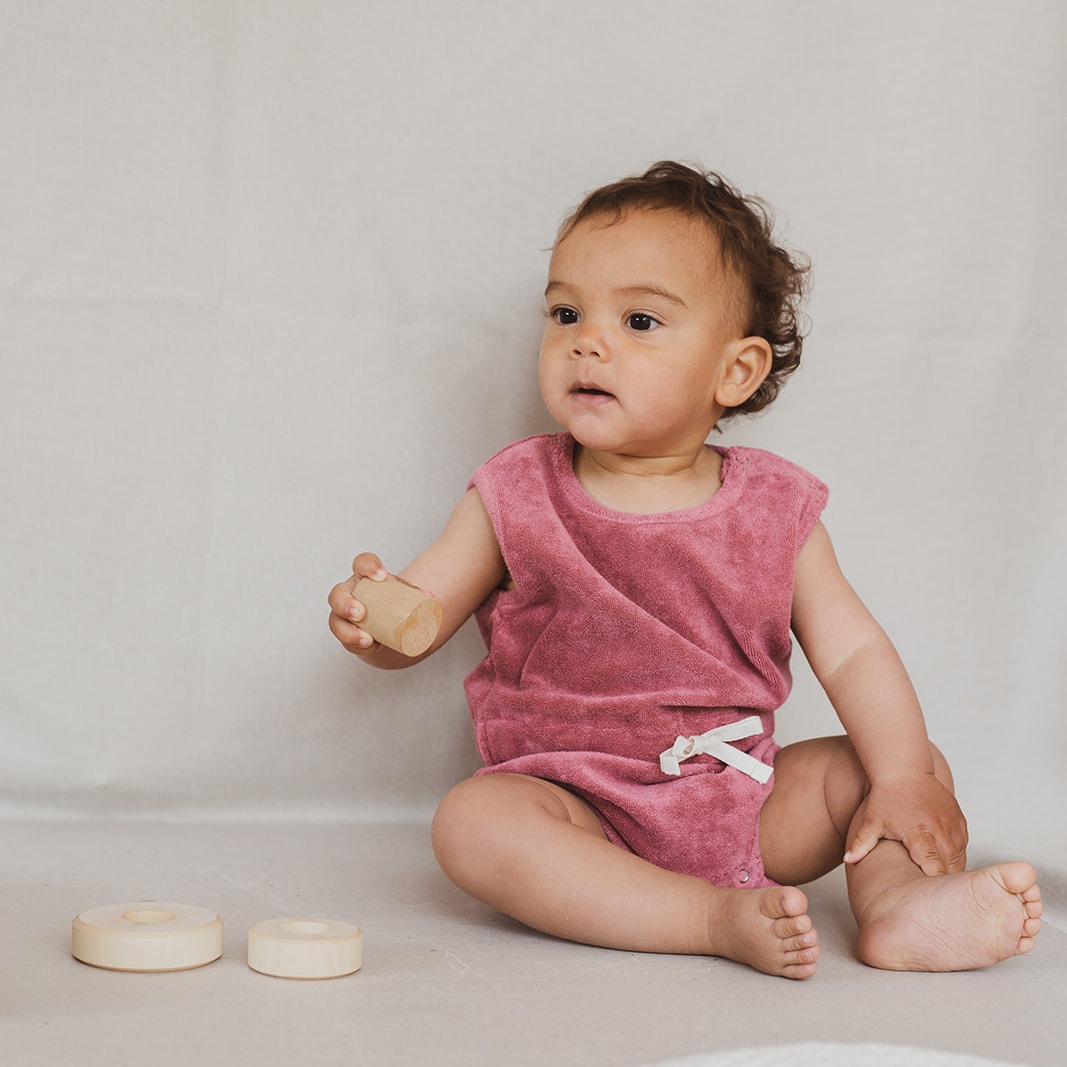 Daily Brat | Pagliaccetto in Spugna Cotone Bio Faded Rose Bambina