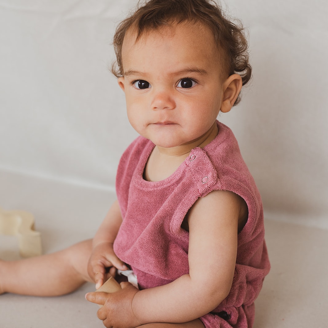 Daily Brat | Pagliaccetto in Spugna Cotone Bio Faded Rose Bambina