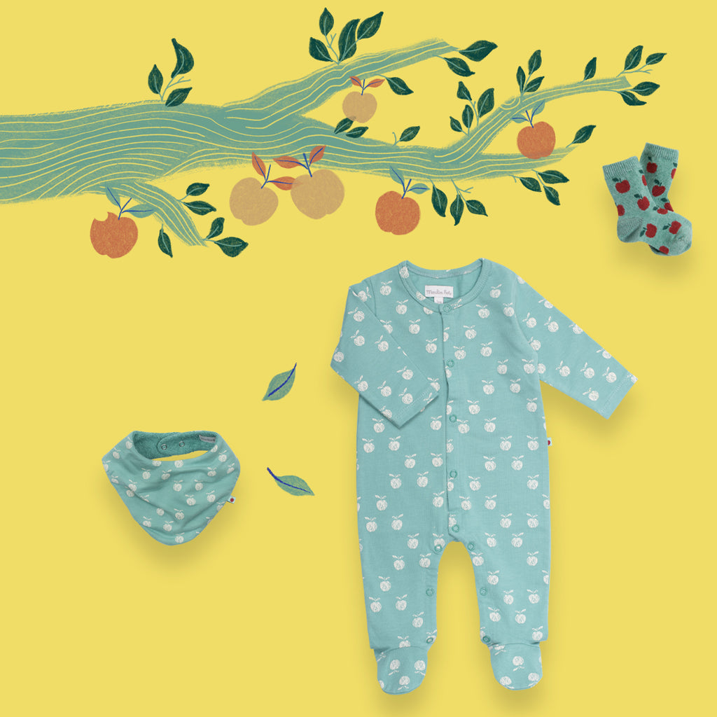 Green cotton bib, Mele