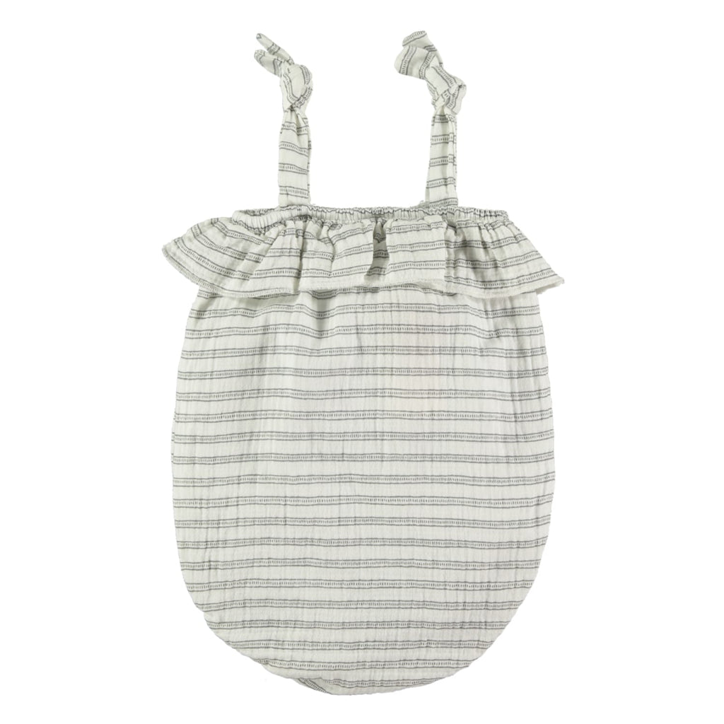 Dear Mini | Pagliaccetto in Mussola di Cotone Bio Righe Ecru Bimba